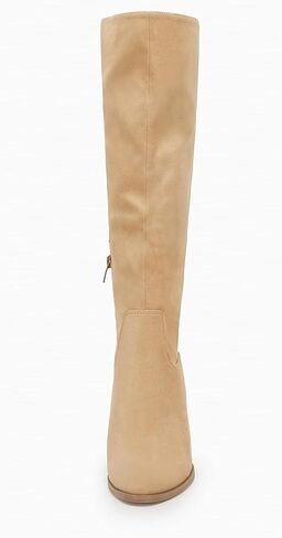Coutgo Womens Faux Suede Knee High Boots Side Zipper Chunky Heel Stretch Winter Boots in Kuwait