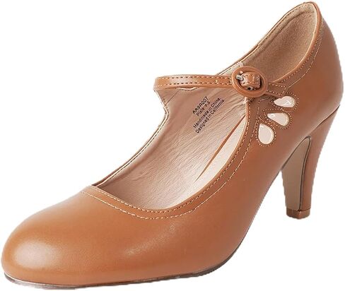 J. Adams Pixie Mary Jane Shoes Women Oxford Pumps - Cute Low Kitten High Heels - Retro Vintage Shoes for Women 1950s Mary Janes Round Toe Shoe with Ankle Strap - Women Dress Shoes in Kuwait