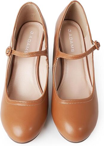 J. Adams Pixie Mary Jane Shoes Women Oxford Pumps - Cute Low Kitten High Heels - Retro Vintage Shoes for Women 1950s Mary Janes Round Toe Shoe with Ankle Strap - Women Dress Shoes in Kuwait