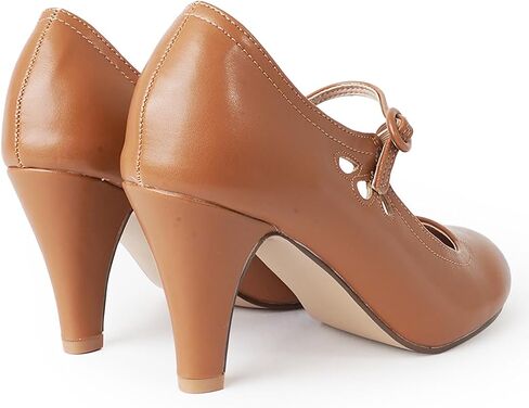 J. Adams Pixie Mary Jane Shoes Women Oxford Pumps - Cute Low Kitten High Heels - Retro Vintage Shoes for Women 1950s Mary Janes Round Toe Shoe with Ankle Strap - Women Dress Shoes in Kuwait