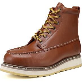 Men's Stylish Classic 6"- 8" Soft Moc Toe Leather Durable Breathable Work Boot With Slip-Resistant Wedge Outsole and Goodyear Storm Welt