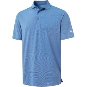 MICHEL ROUEN Long Sleeve Polo Shirts for Men Performance Moisture Wicking Lightweight Athletic Striped Golf Shirts for Men