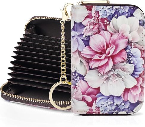 محافظ حامل بطاقات الائتمان APHISON RFID للنساء حافظة بطاقات بسحاب من الجلد لمحفظة سلسلة المفاتيح للسيدات in Kuwait