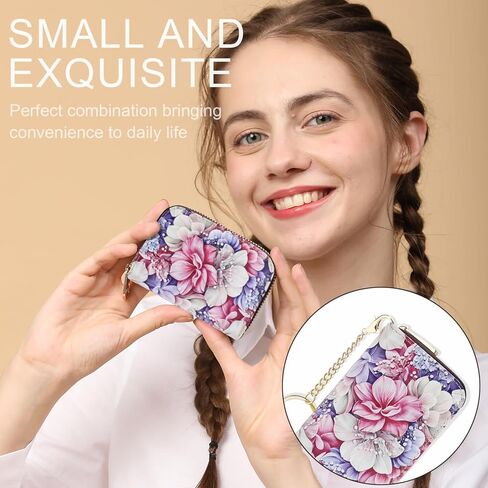 محافظ حامل بطاقات الائتمان APHISON RFID للنساء حافظة بطاقات بسحاب من الجلد لمحفظة سلسلة المفاتيح للسيدات in Kuwait