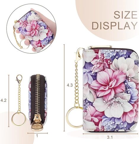 محافظ حامل بطاقات الائتمان APHISON RFID للنساء حافظة بطاقات بسحاب من الجلد لمحفظة سلسلة المفاتيح للسيدات in Kuwait