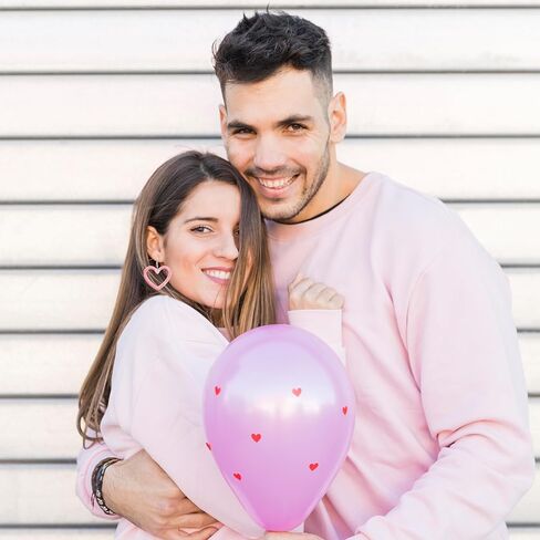 Pink Heart Earrings for Girls Big Heart Hoop Dangle Earrings Pink Earrings Valentine's Day Gifts for Women in Kuwait