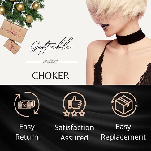 STACKABLE CREATIONS Wide Velvet Thick Black Choker Necklace for Women Girls, 90s Ribbon Neck Collar in Kuwait