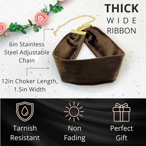STACKABLE CREATIONS Wide Velvet Thick Black Choker Necklace for Women Girls, 90s Ribbon Neck Collar in Kuwait