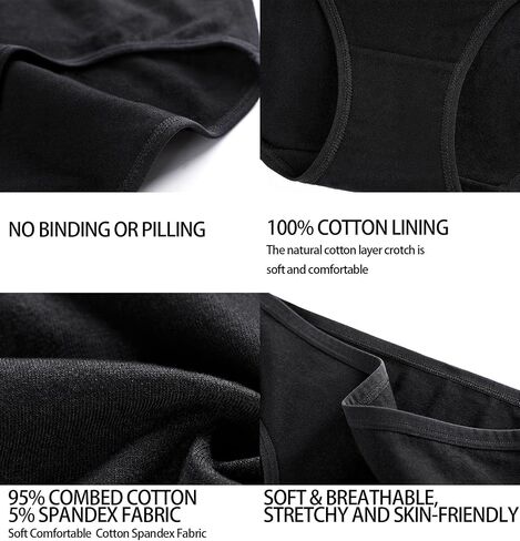 ASIMOON Cotton Underwear for Women Sexy Hipster Panties Ladies Full Coverage Low Rise Bikini Briefs 6 Pack in Saudi Arabia