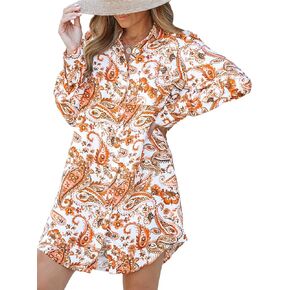 CUPSHE Dress Button Down Shirt Dress Long Sleeve Blouse Top Leopard Print