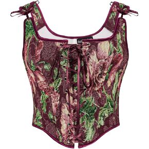 Scarlet Darkness Corset Tops For Women Renaissance Lace Up Floral Overbust Boned Bustier Bodice in Saudi Arabia