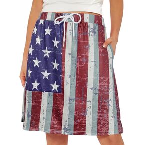 Tennis Skirt for Women with Pockets Athletic Skort Stretchy Knee Length Golf High Waist Skirt Drawstring Shorts