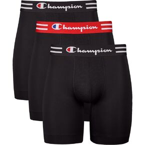 Champion Men's Cotton Moisture-Wicking Performance Stretch Boxer Briefs, 3-Pack