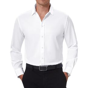 DEMEANOR Mens Dress Shirts Slim Fit Button Down Shirt Long Sleeve - Stain Repellant Stretch Dress Shirts for Men Wrinkle Free
