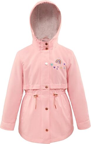 Rokka&Rolla Girls' Hooded Rain Jacket Lightweight Windbreaker Dress Trench Coat in Kuwait
