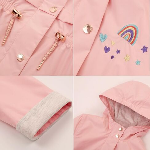 Rokka&Rolla Girls' Hooded Rain Jacket Lightweight Windbreaker Dress Trench Coat in Kuwait