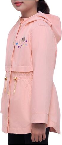 Rokka&Rolla Girls' Hooded Rain Jacket Lightweight Windbreaker Dress Trench Coat in Kuwait