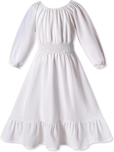 fioukiay Toddler Girl-Wedding-Princess-Maxi-Dress Boho Off Shoulder Lace Ruffle Dress Gowns Holiday Dresses in Kuwait