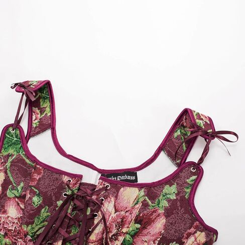 Scarlet Darkness Corset Tops For Women Renaissance Lace Up Floral Overbust Boned Bustier Bodice in Saudi Arabia