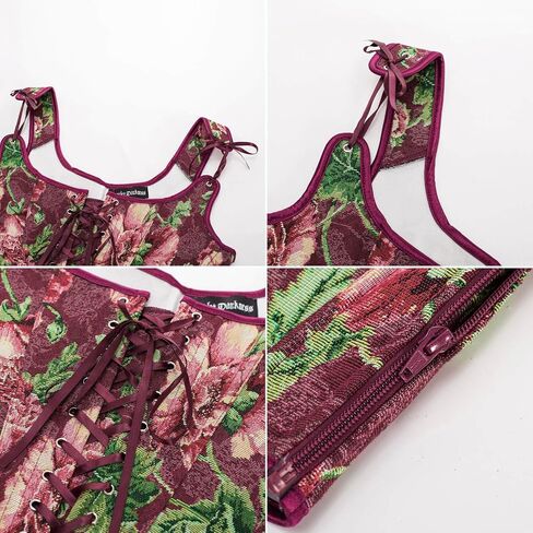 Scarlet Darkness Corset Tops For Women Renaissance Lace Up Floral Overbust Boned Bustier Bodice in Saudi Arabia