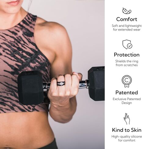 2PCS Ring Protectors for Working Out - Wedding Band and Engagement Ring Cover for Gym - Silicone Ring Guard - Rubber Ring Protector by RINFIT - Set of two: 4mm and 9mm in Kuwait