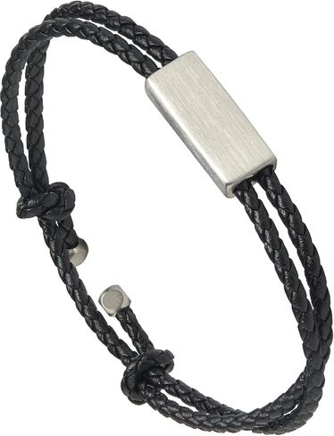 Forge & Foundry Men's Adjustable Black Braided Leather Bracelet | Drapers | Matte Black Stainless Steel Slider | Refined Hand-Crafted Jewelry, Designed by Jewelers, Forged for Men in Kuwait
