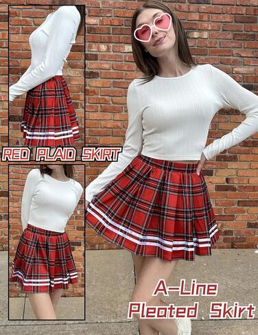 Avidlove Womens Pleated Skirt School Uniform Skirt Mini Skirt Pleated Cheer Skirt in Kuwait
