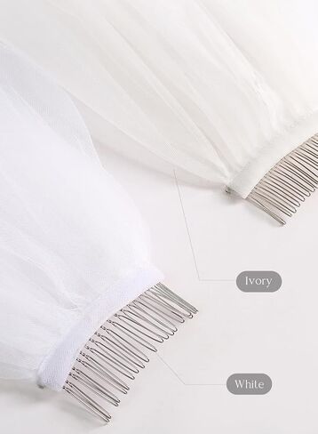 emondora 2T Short Sequin Pearl Edge Crystals Beaded Bling Wedding Bridal Veil in Kuwait
