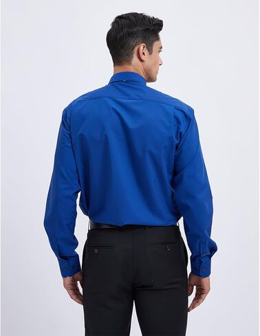 Men's Solid Long Sleeve Dress Shirt with Matching Tie and Handkerchief Set Classic Button Down Formal Business Shirts in Saudi Arabia