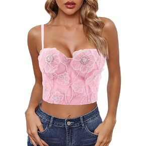 صدرية نسائية من Haoohu ذات تصميم ملون مرصع بأحجار الراين والألماس وصدرية قصيرة رافعة للأعلى وصدرية للحفلات in Kuwait