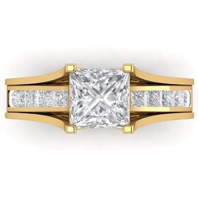 Clara Pucci 3.40CT Princess Cut Simulated Diamond CZ Pave Halo Bridal Engagement Wedding Ring band set 14k Yellow Gold
