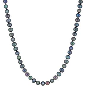 Lavari Jewelers Black Pearl Necklace in 925 Sterling Silver 36 Inches Long with Lobster Claw Clasps 6-7 mm Wide