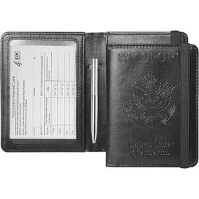 GDTK Leather Passport Holder Cover Case RFID Blocking Travel Wallet (Coffee)