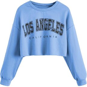 SOLY HUX Girl's Letter Graphic Crop Sweatshirt Round Neck Drop Shoulder T Shirt Pullover Tops