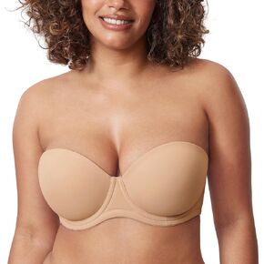DELIMIRA Women's Underwire Contour Multiway Full Coverage Strapless Bra Plus Size