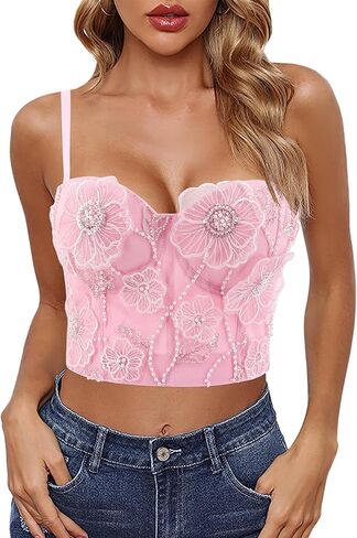 صدرية نسائية من Haoohu ذات تصميم ملون مرصع بأحجار الراين والألماس وصدرية قصيرة رافعة للأعلى وصدرية للحفلات in Kuwait