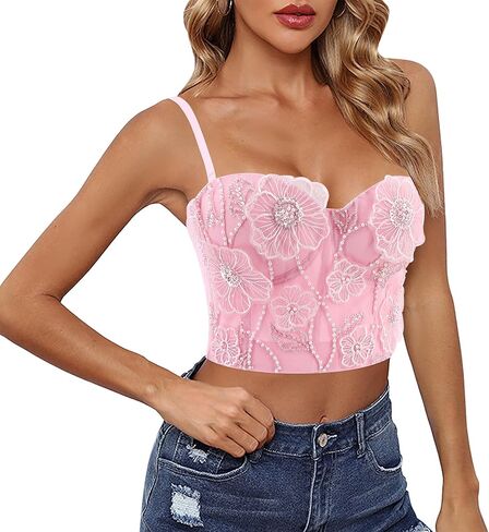 صدرية نسائية من Haoohu ذات تصميم ملون مرصع بأحجار الراين والألماس وصدرية قصيرة رافعة للأعلى وصدرية للحفلات in Kuwait