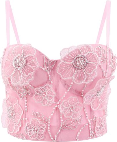 صدرية نسائية من Haoohu ذات تصميم ملون مرصع بأحجار الراين والألماس وصدرية قصيرة رافعة للأعلى وصدرية للحفلات in Kuwait