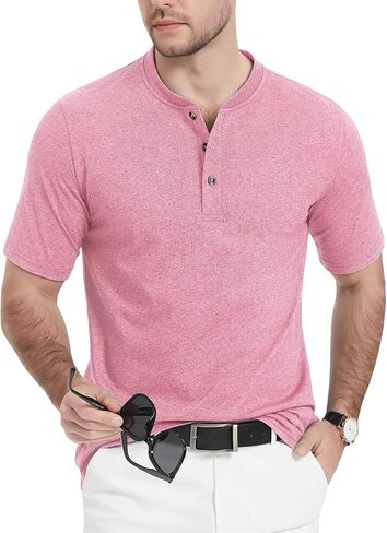 MAGCOMSEN Men's Henley Shirts Short Sleeve Cotton Casual Shirt Fashion Front Placket Summer Daily T-Shirts in Saudi Arabia