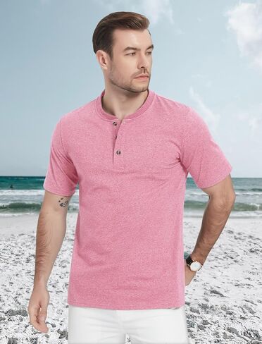 MAGCOMSEN Men's Henley Shirts Short Sleeve Cotton Casual Shirt Fashion Front Placket Summer Daily T-Shirts in Saudi Arabia