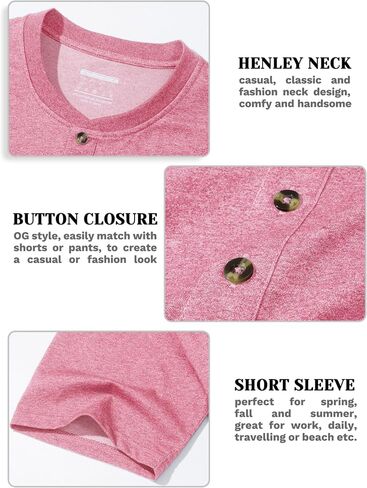 MAGCOMSEN Men's Henley Shirts Short Sleeve Cotton Casual Shirt Fashion Front Placket Summer Daily T-Shirts in Saudi Arabia