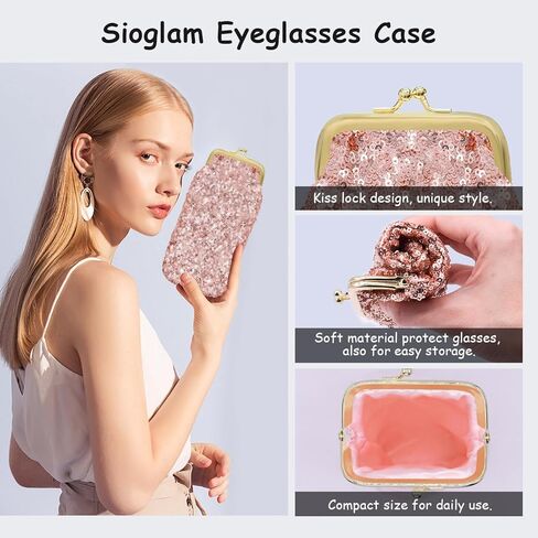 sioglam Kiss Lock Soft Eyeglass Case Sunglasses Holder Eyeglasses Purse Glasses Case For Women Girls Gifts in Kuwait