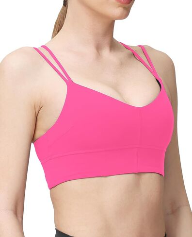 MotoRun Padded Strappy Sports Bras for Women Criss Cross Back Medium Support Workout Running Yoga Bra in Kuwait