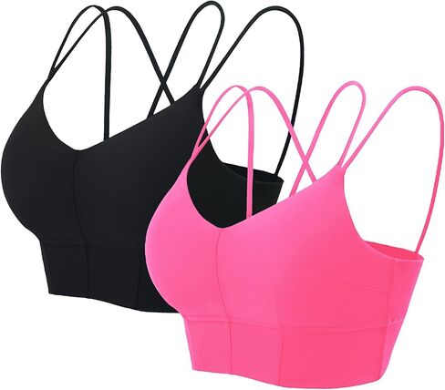 MotoRun Padded Strappy Sports Bras for Women Criss Cross Back Medium Support Workout Running Yoga Bra in Kuwait