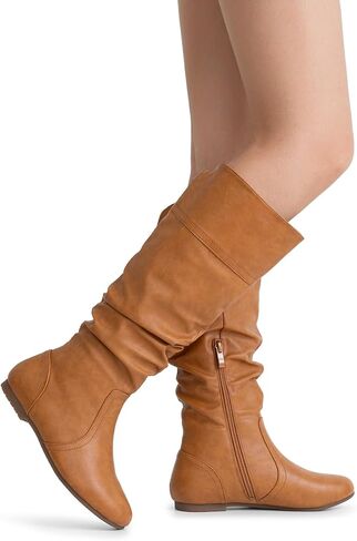 Women's 9601 Knee High Boots Tall Slouch Boots with Inside Zipper in Saudi Arabia
