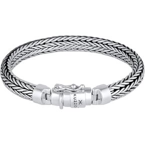 kuzzoi 925 Sterling Silver Round Byzantine Bracelet for Men, length 7,48 inch - 9,05 inch, width 0,28 inch