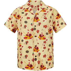 Durio Halloween Shirt for Men Pumpkin Skeleton Short Sleeve Button Down Men's Casual Shirts Gifts for Men Halloween Costume