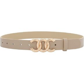 Earnda 2 Pack Women Belts for Jeans Dresses Fashion Gold Buckle Ladies Waist Belt Faux Leather Size up to 41 inch