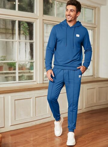 JMIERR Men's 2 Piece Outfits Hoodie Sweatshirt Tracksuit & Joggers Sweatpants Sweatsuit Set in Kuwait