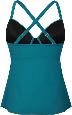 ملابس سباحة نسائية من Hilor ملابس سباحة Underwire Tankini علوية ملفوفة برقبة على شكل حرف V لملابس سباحة كبيرة متوهجة ومتدفقة لباس سباحة علوي in Kuwait